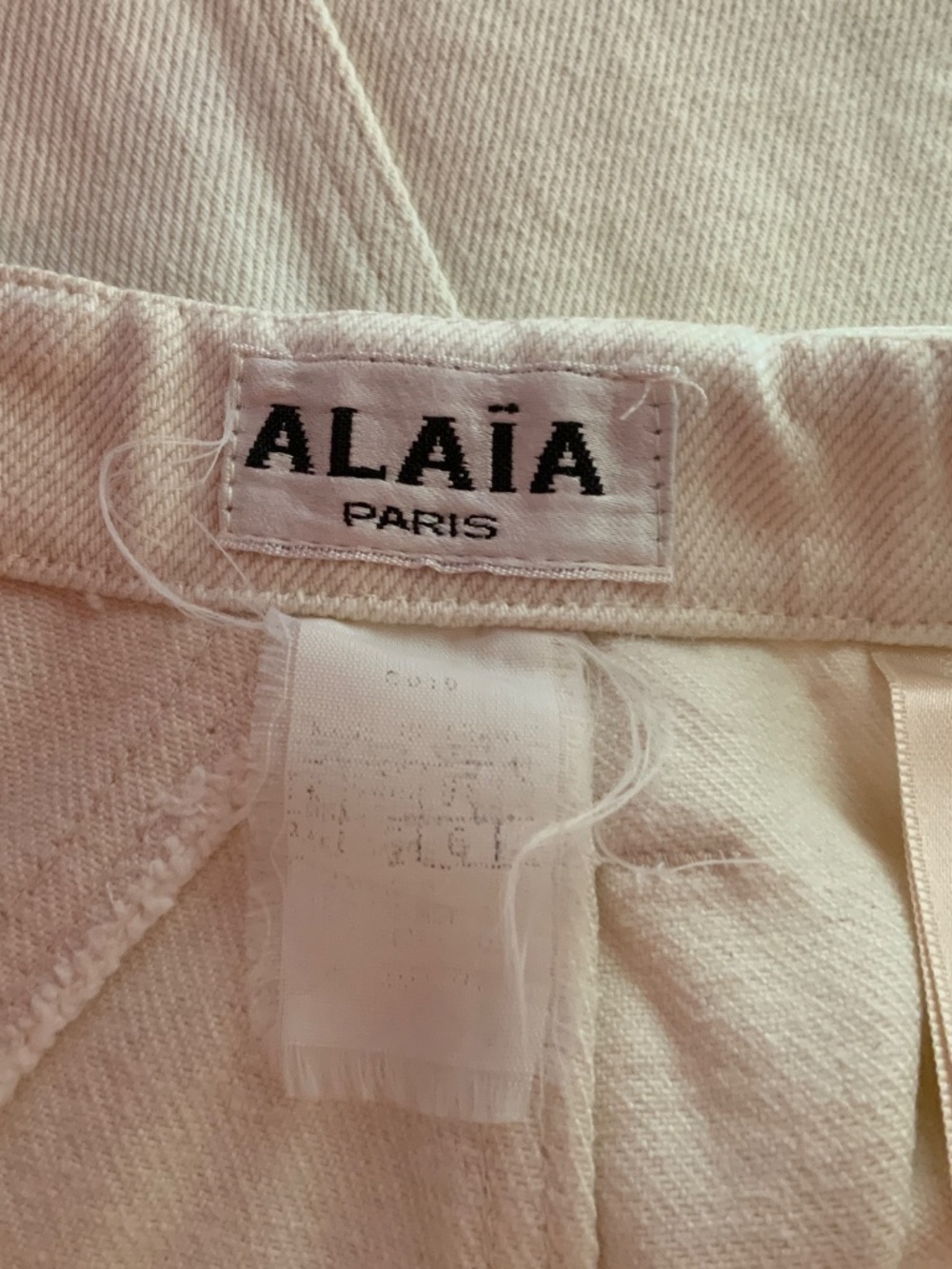 RARE SOUGHT AFTER 1991 ALAIA RUNWAY LACE UP IVORY DENIM MINI SKIRT XS - Picture 5 of 11